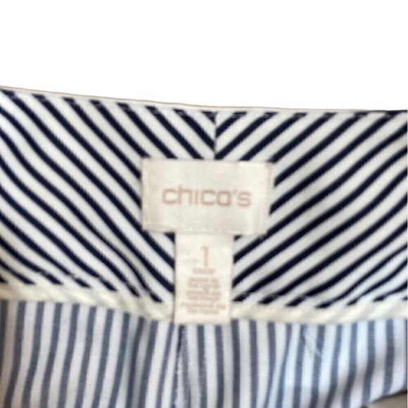 Chico’s Navy And White Stripe Crop Pants, Chico’s Size 1, Size 8 - Picture 3 of 8